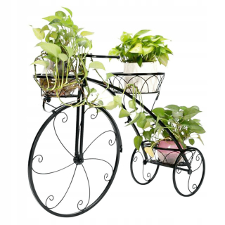 Kovový stojan na kvety, 3 kvetináče, stojan na kvety na bicykel